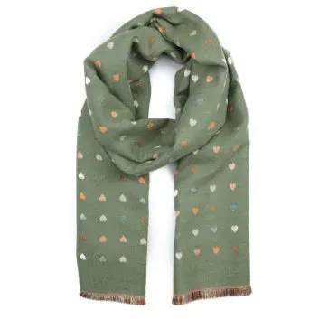 1041208- Scarf/Wrap Mini Hearts Green - Zelly