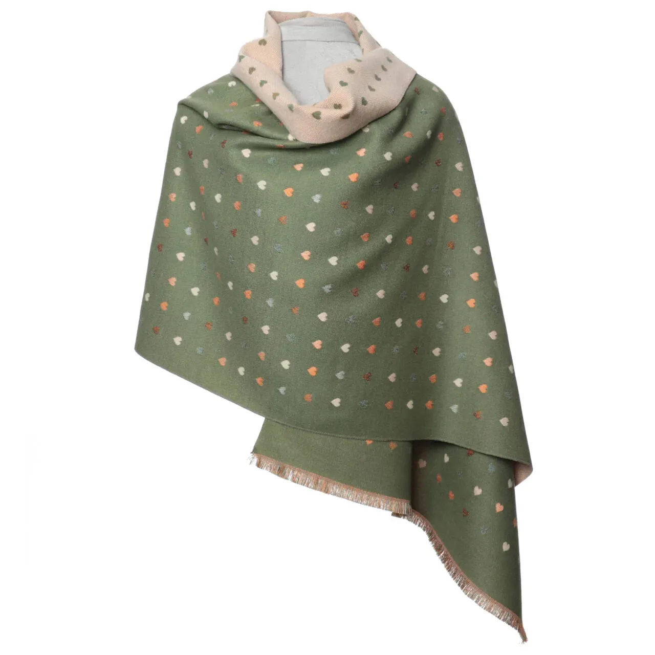 1041208- Scarf/Wrap Mini Hearts Green - Zelly