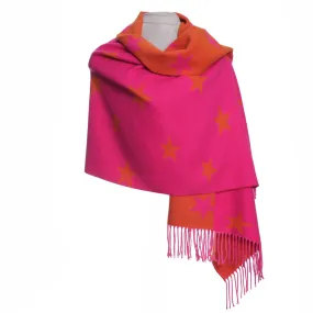 1044609 - Scarf/Wrap Reversible Star Print Hot Pink  - Zelly