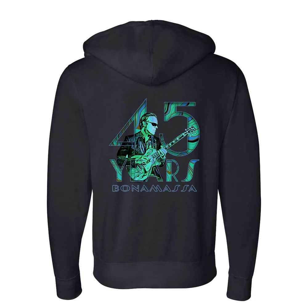 45 Years of Blues Zip-Up Hoodie (Unisex) - Green Logo