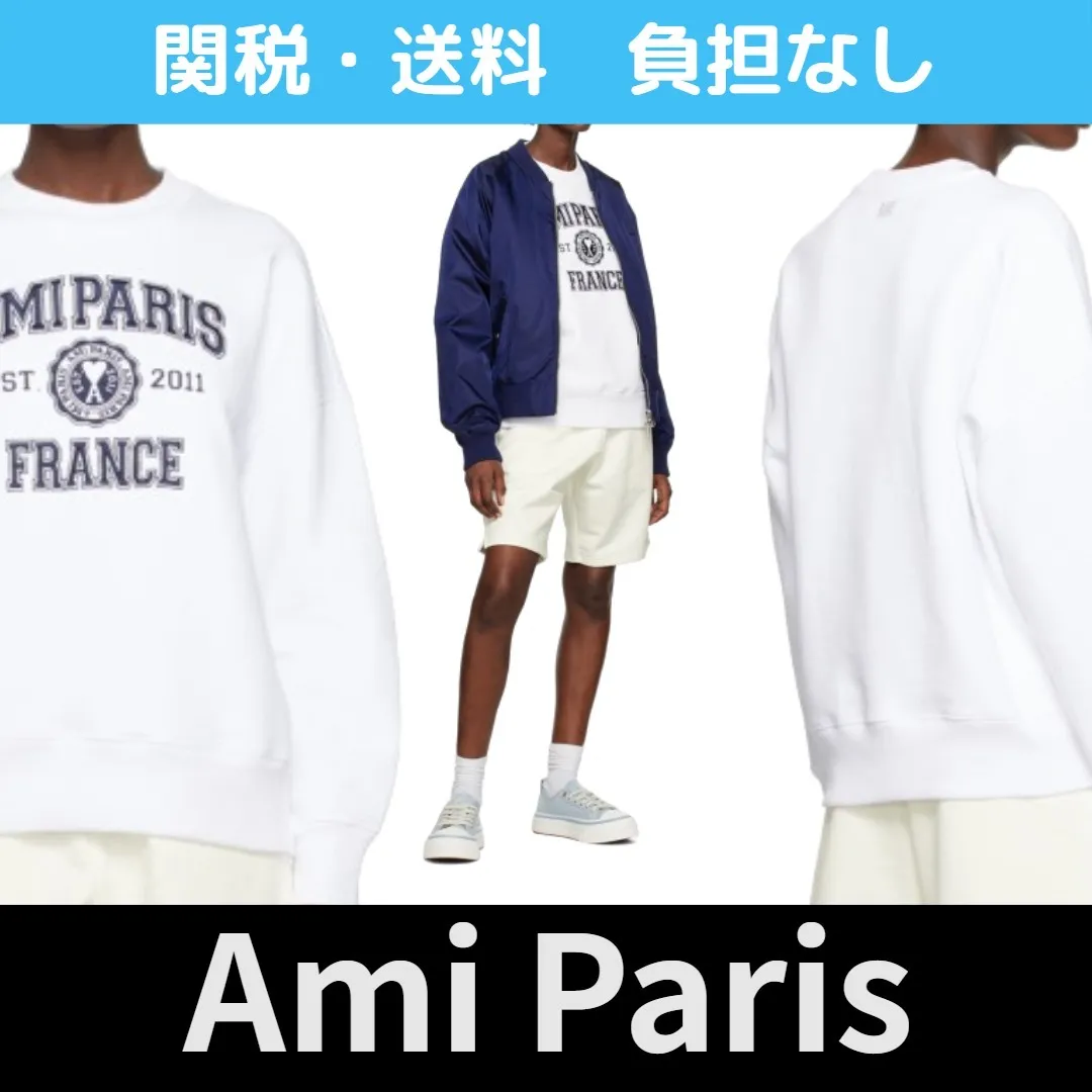 AMI PARIS  |Crew Neck Unisex Street Style Long Sleeves Plain Cotton