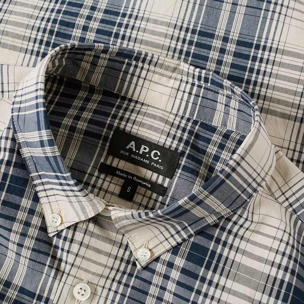 A.P.C. Button Down Checked ShirtBeige