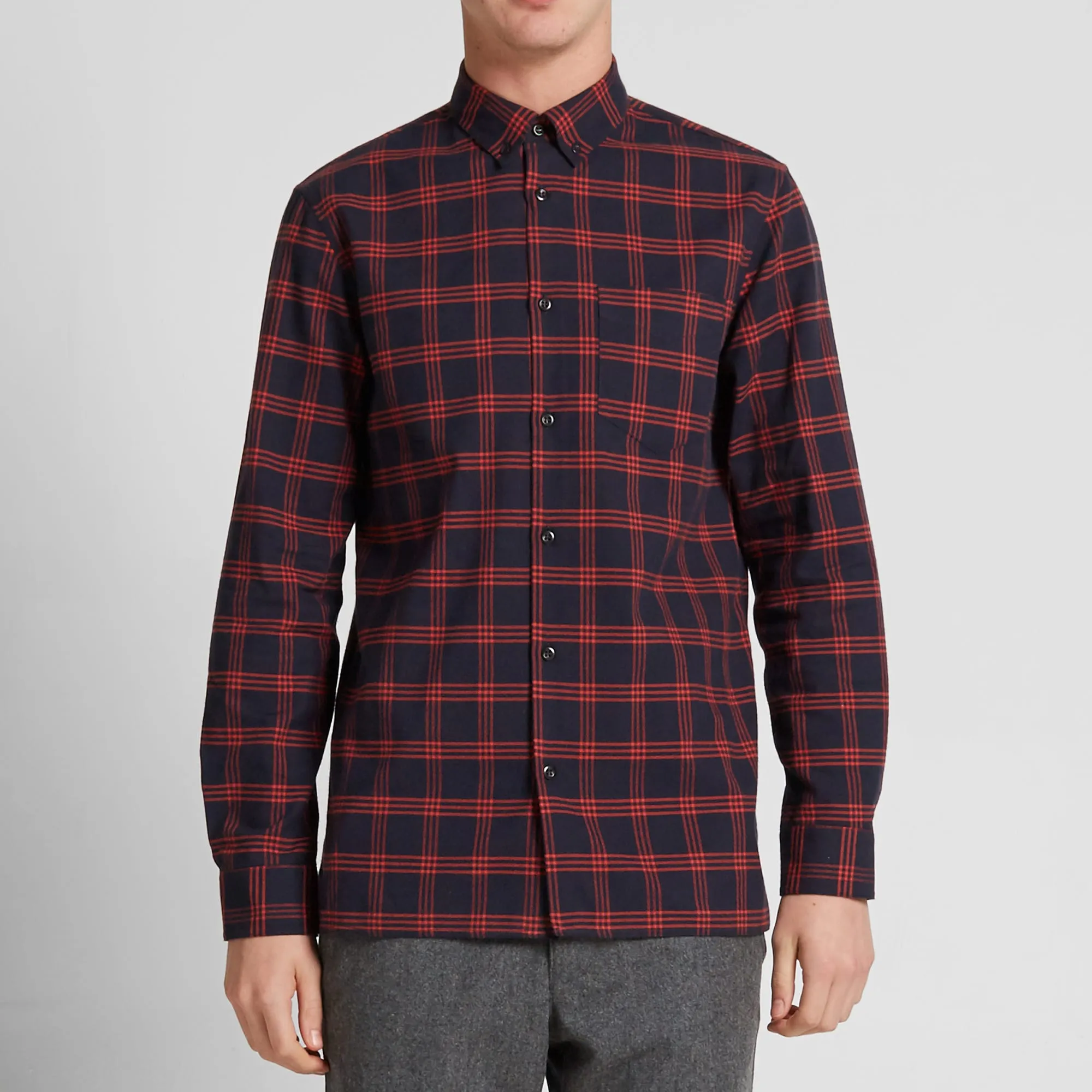 A.P.C. Button Down OvershirtDark Red