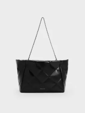 Apfra Quilted Chain-Handle Tote Bag - Noir