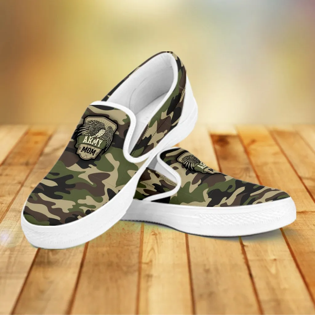 Army Mom Camouflage Slip On Shoes