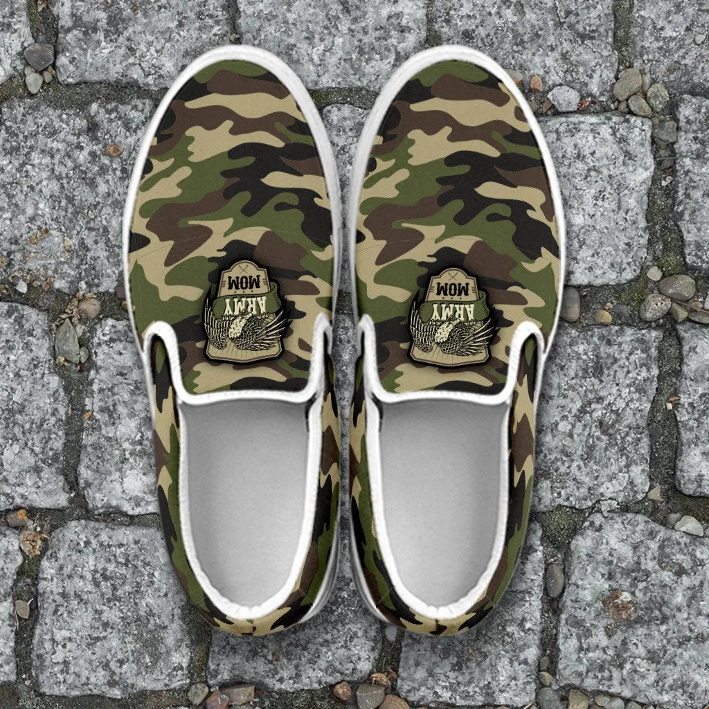 Army Mom Camouflage Slip On Shoes