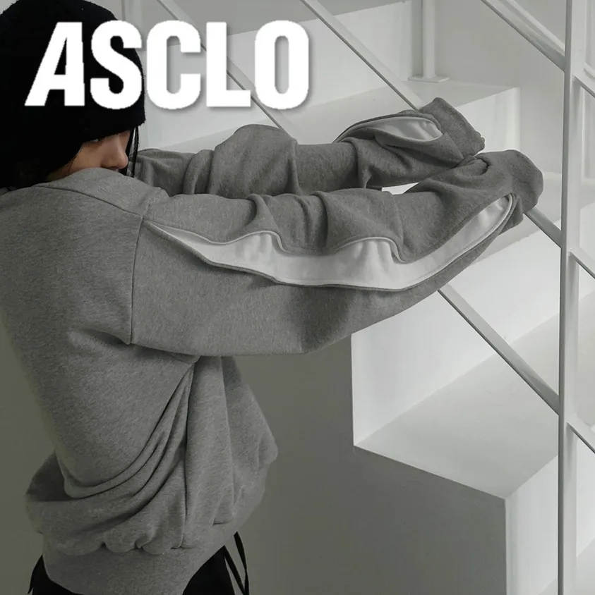 ASCLO  |Crew Neck Unisex Sweat Street Style Long Sleeves Cotton