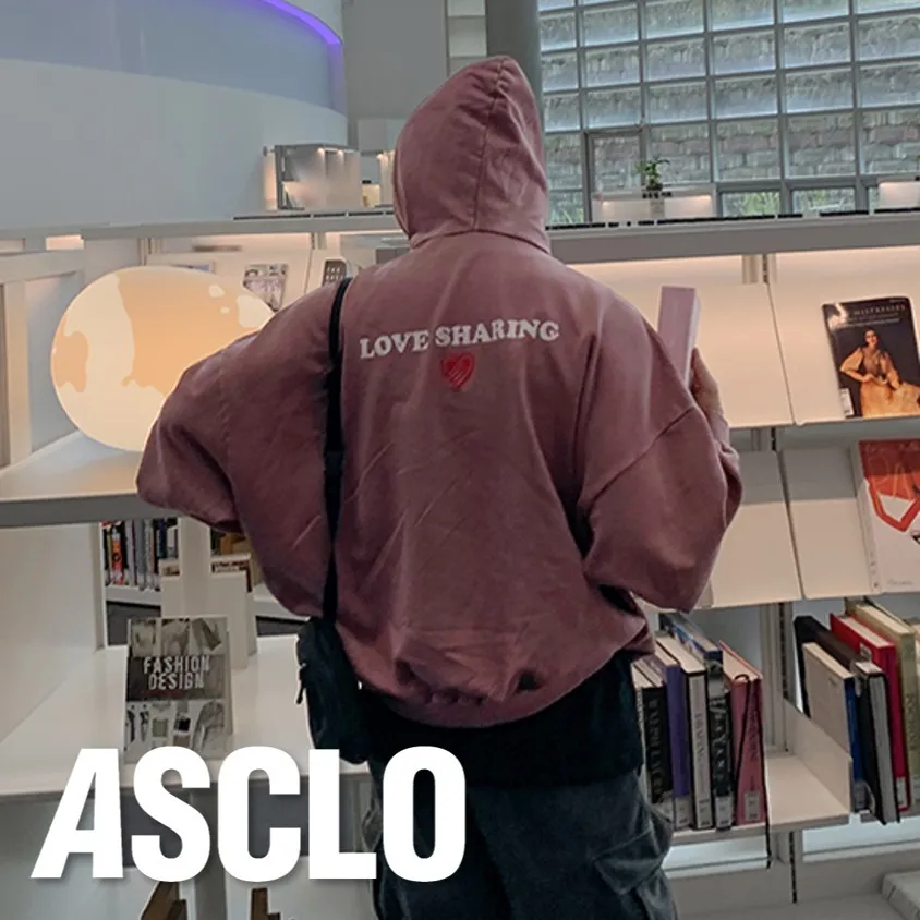 ASCLO  |Heart Unisex Sweat Street Style Long Sleeves Cotton