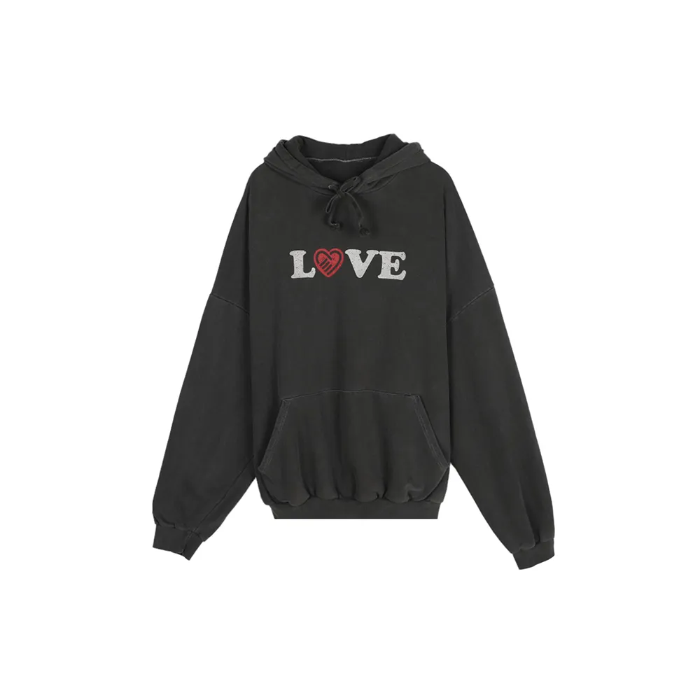 ASCLO  |Heart Unisex Sweat Street Style Long Sleeves Cotton