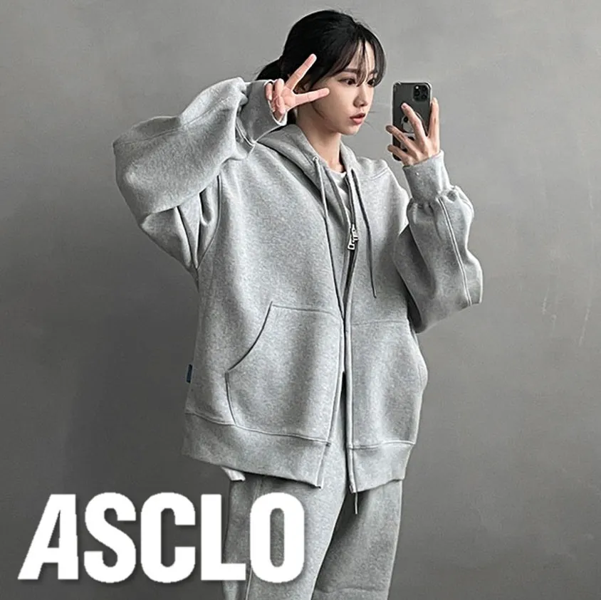 ASCLO  |Unisex Sweat Street Style Long Sleeves Plain Cotton