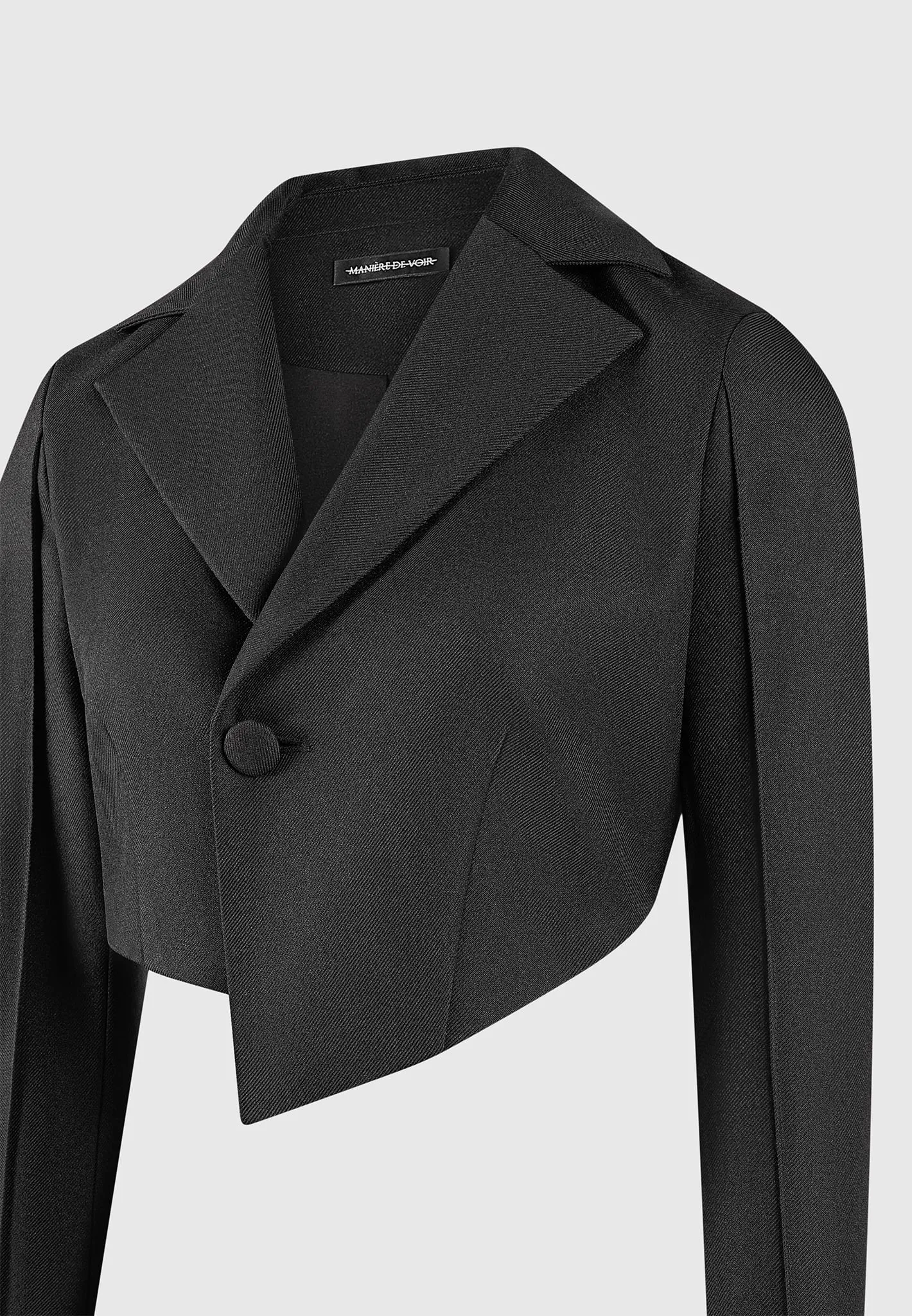 Asymmetric Tailored Cropped Blazer - Black