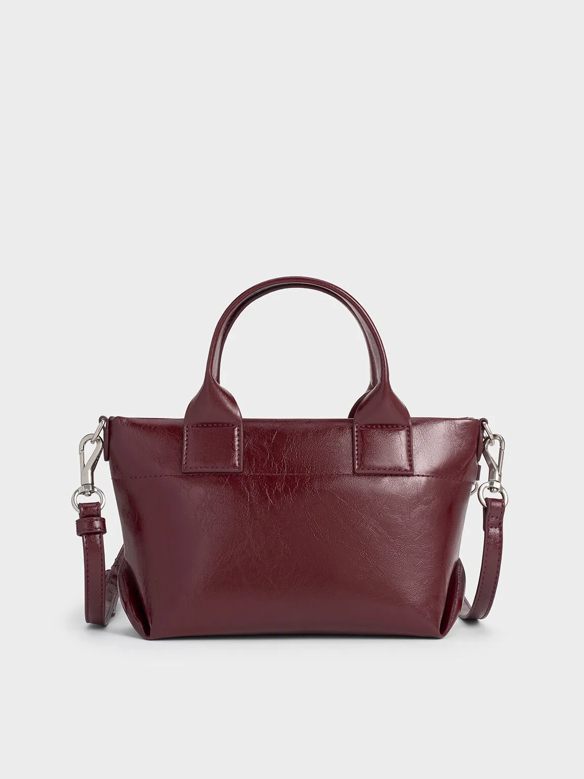 Atwood Crinkle-Effect Chain-Embellished Tote Bag - Burgundy