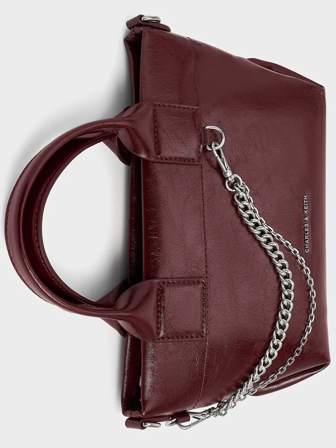 Atwood Crinkle-Effect Chain-Embellished Tote Bag - Burgundy