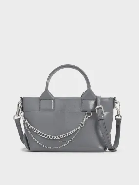 Atwood Crinkle-Effect Chain-Embellished Tote Bag - Grey