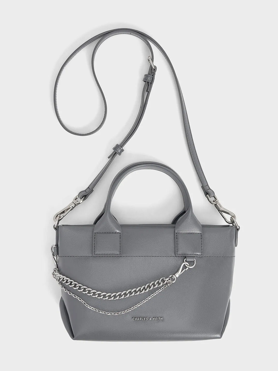 Atwood Crinkle-Effect Chain-Embellished Tote Bag - Grey