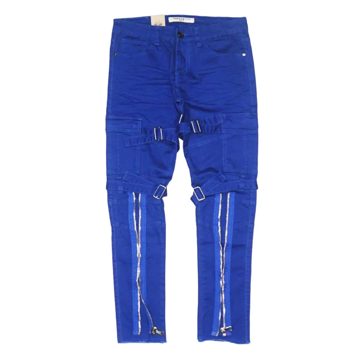 Baghdad Prem Stretch Twill Zipper Cargo Denim (Blue)  /C4