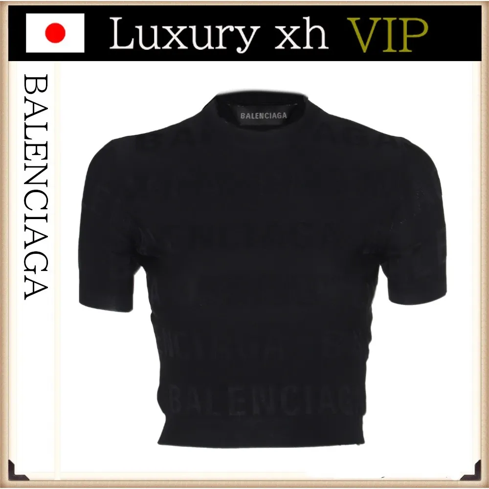 BALENCIAGA  |Crew Neck Blended Fabrics Street Style Plain Short Sleeves