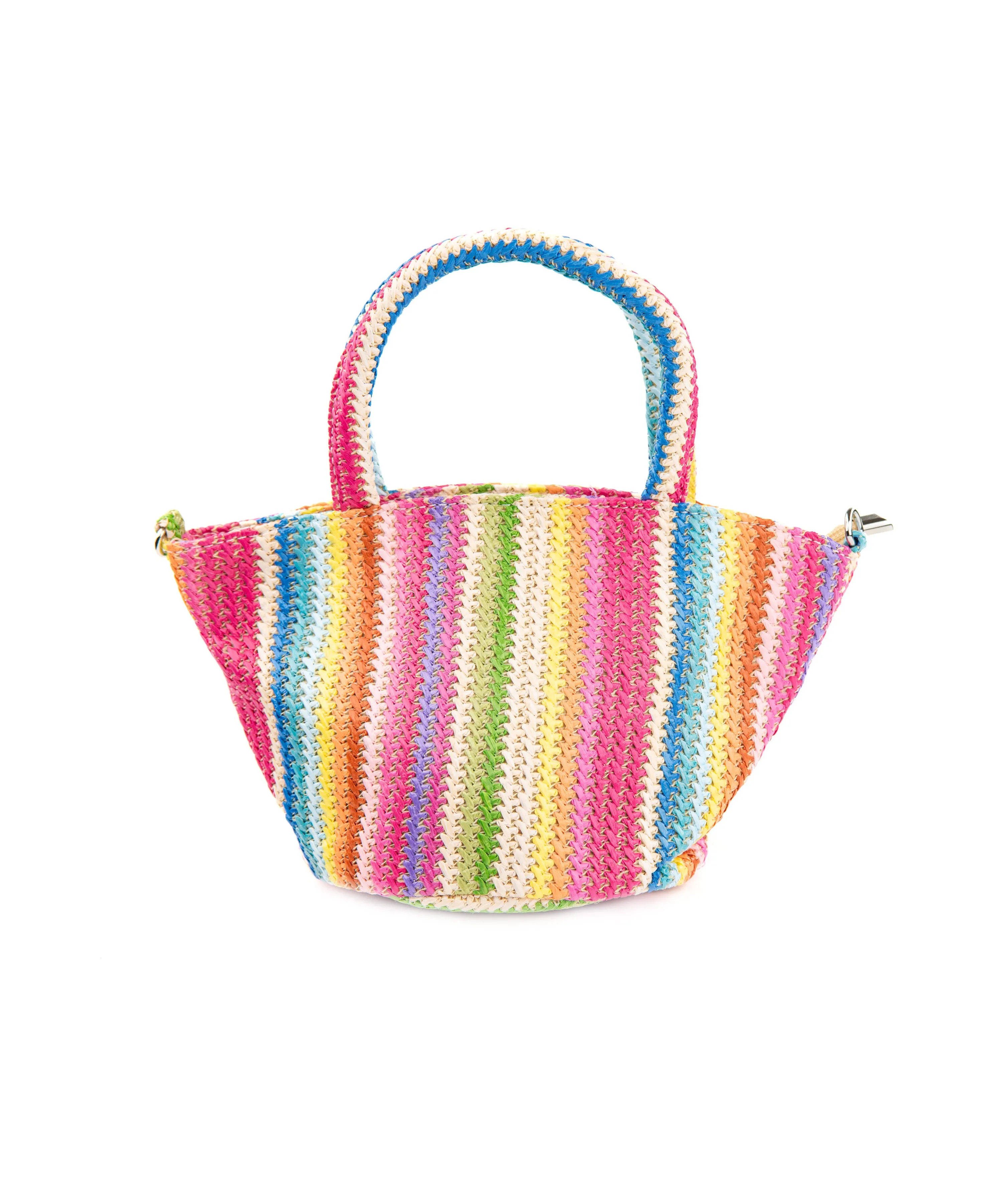 Bari Lynn Rainbow Striped Raffia Tote Bag