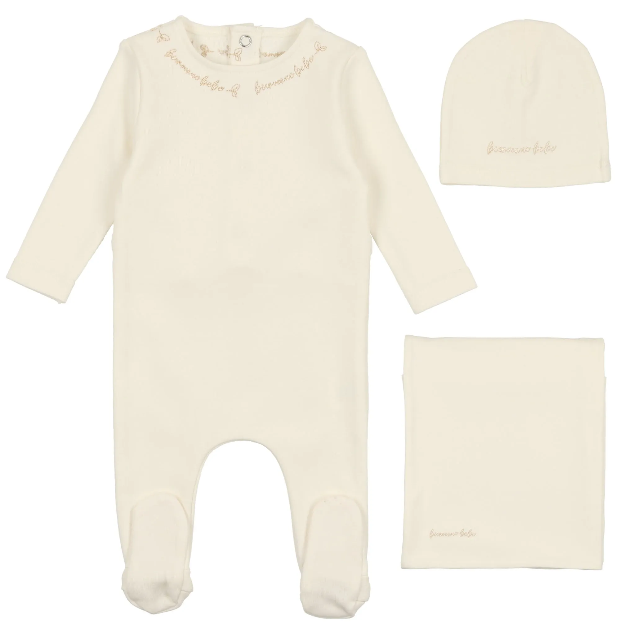 Bee & Dee Snow White Script Cotton Layette Set