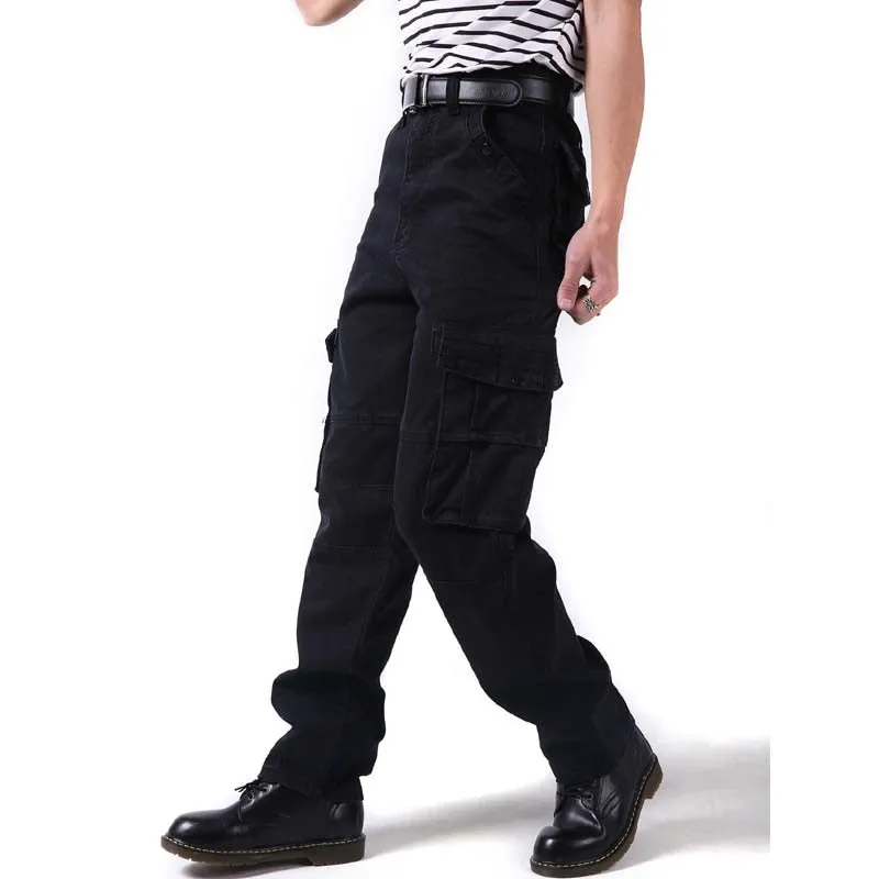 Big Size Hip Hop Style Men's Pockets Decor Loose Cargo Pants Trousers