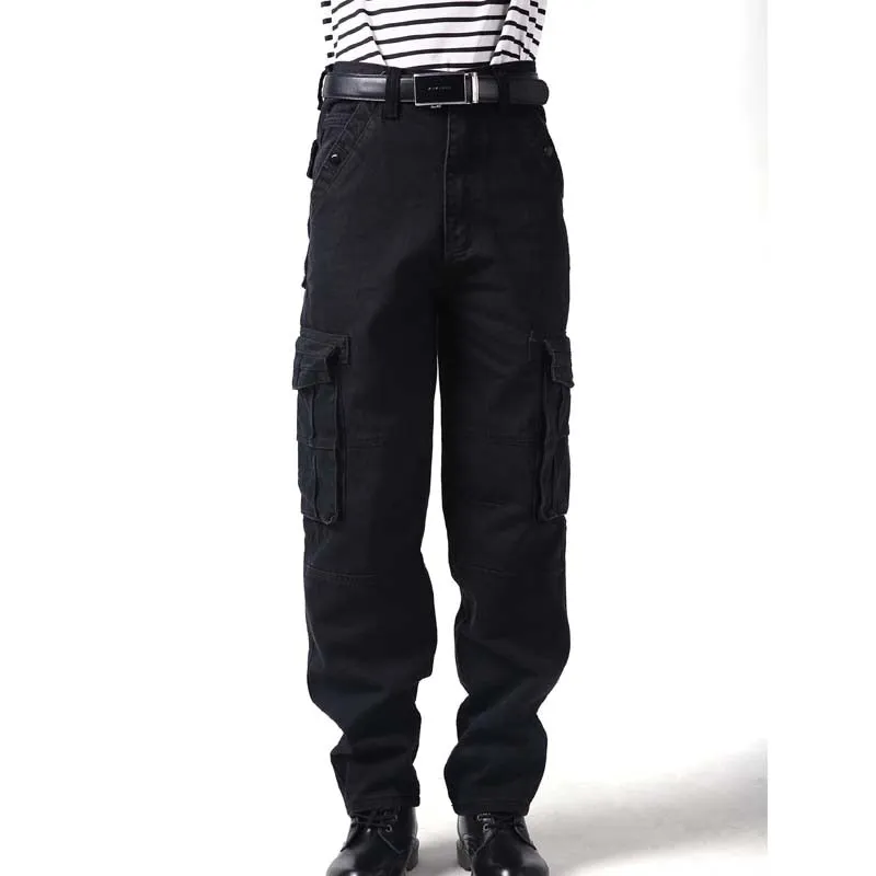 Big Size Hip Hop Style Men's Pockets Decor Loose Cargo Pants Trousers