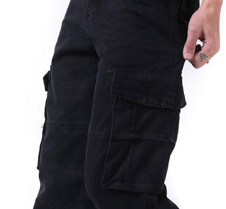 Big Size Hip Hop Style Men's Pockets Decor Loose Cargo Pants Trousers