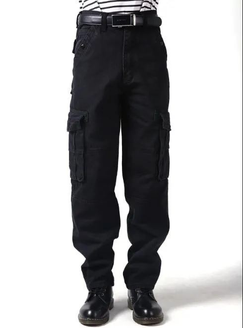 Big Size Hip Hop Style Men's Pockets Decor Loose Cargo Pants Trousers