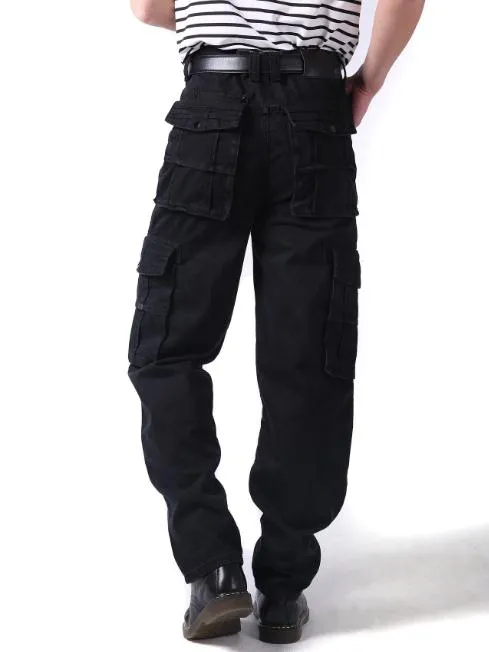 Big Size Hip Hop Style Men's Pockets Decor Loose Cargo Pants Trousers