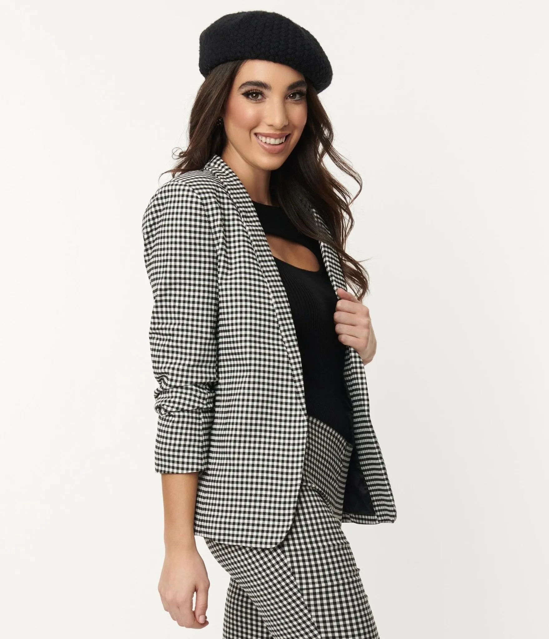 Black & White Gingham Blazer