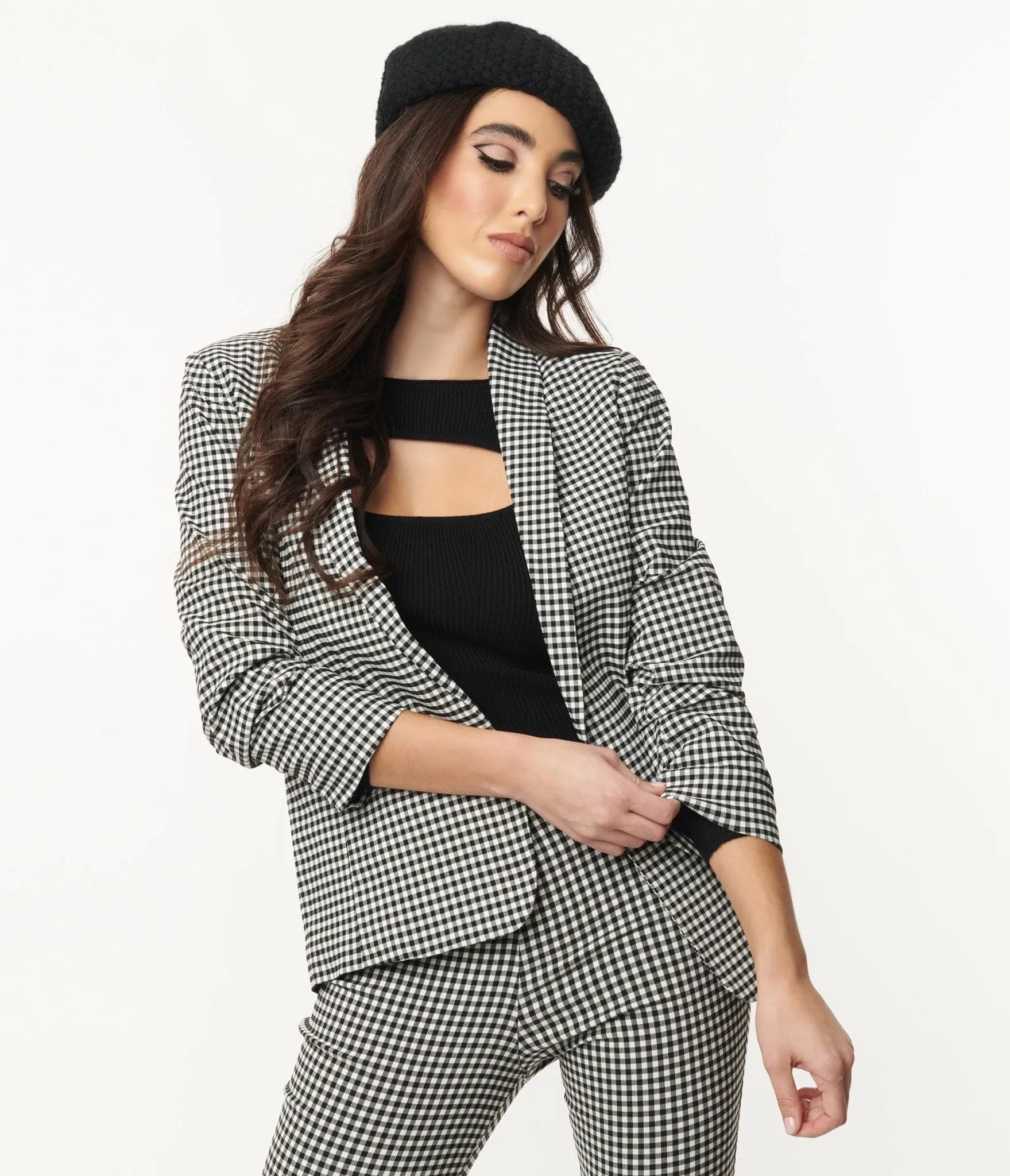 Black & White Gingham Blazer