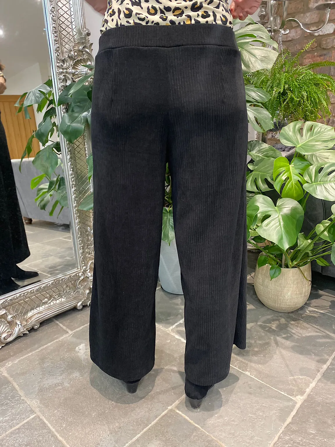 Black Corduroy Wide Leg Trousers