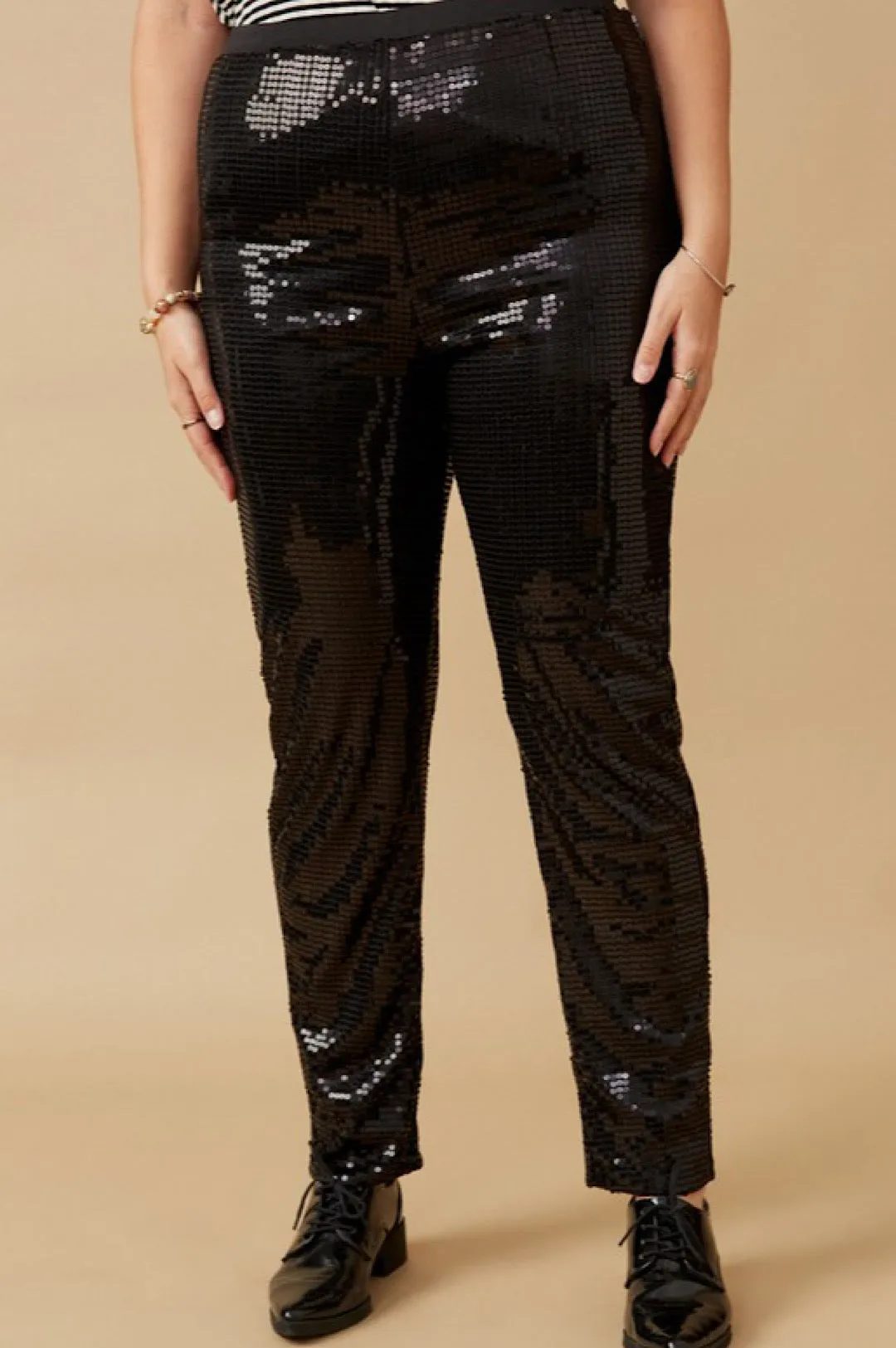 Black Sequin Stretch Leggings