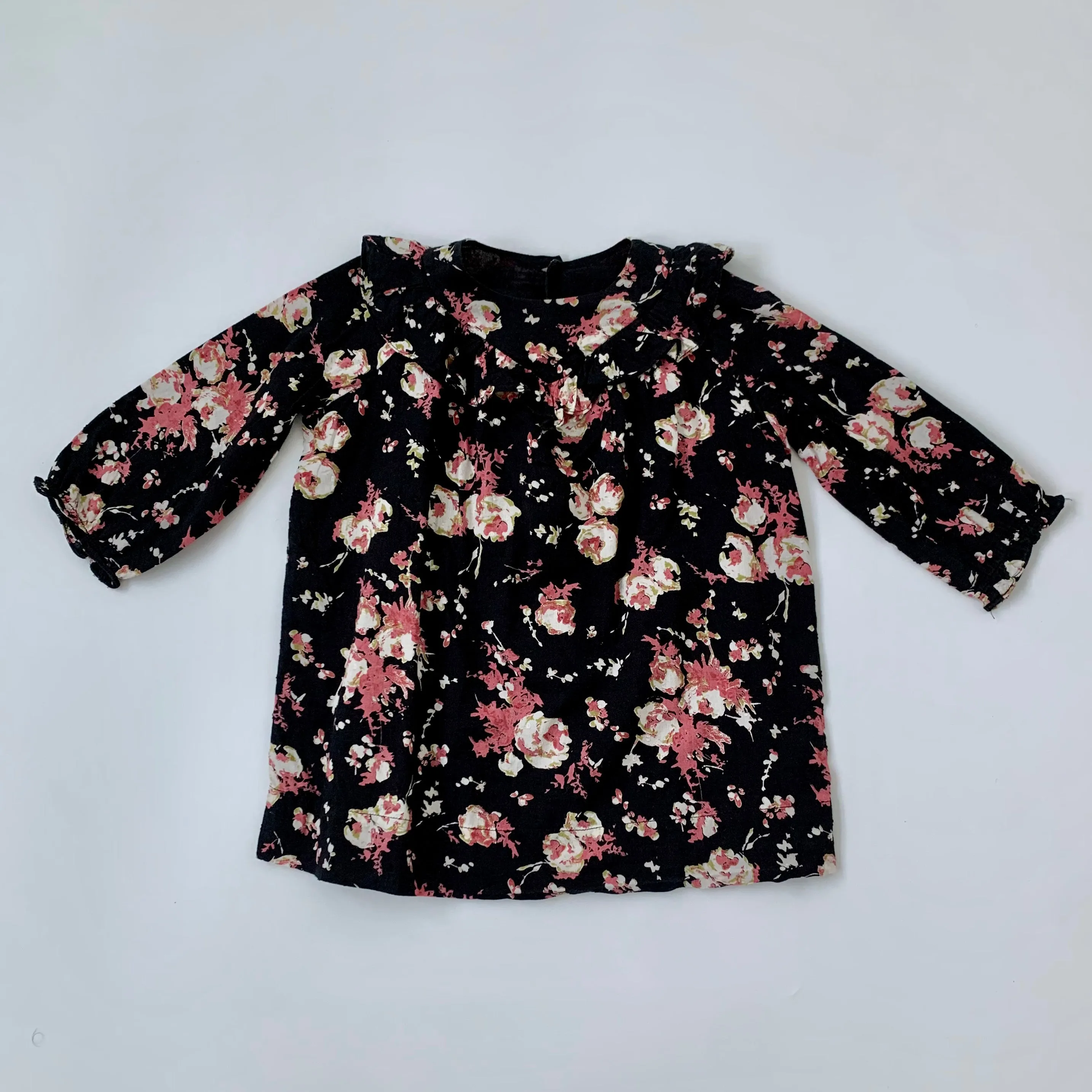 Bonpoint Black Floral Dress With Frill: 2 Years