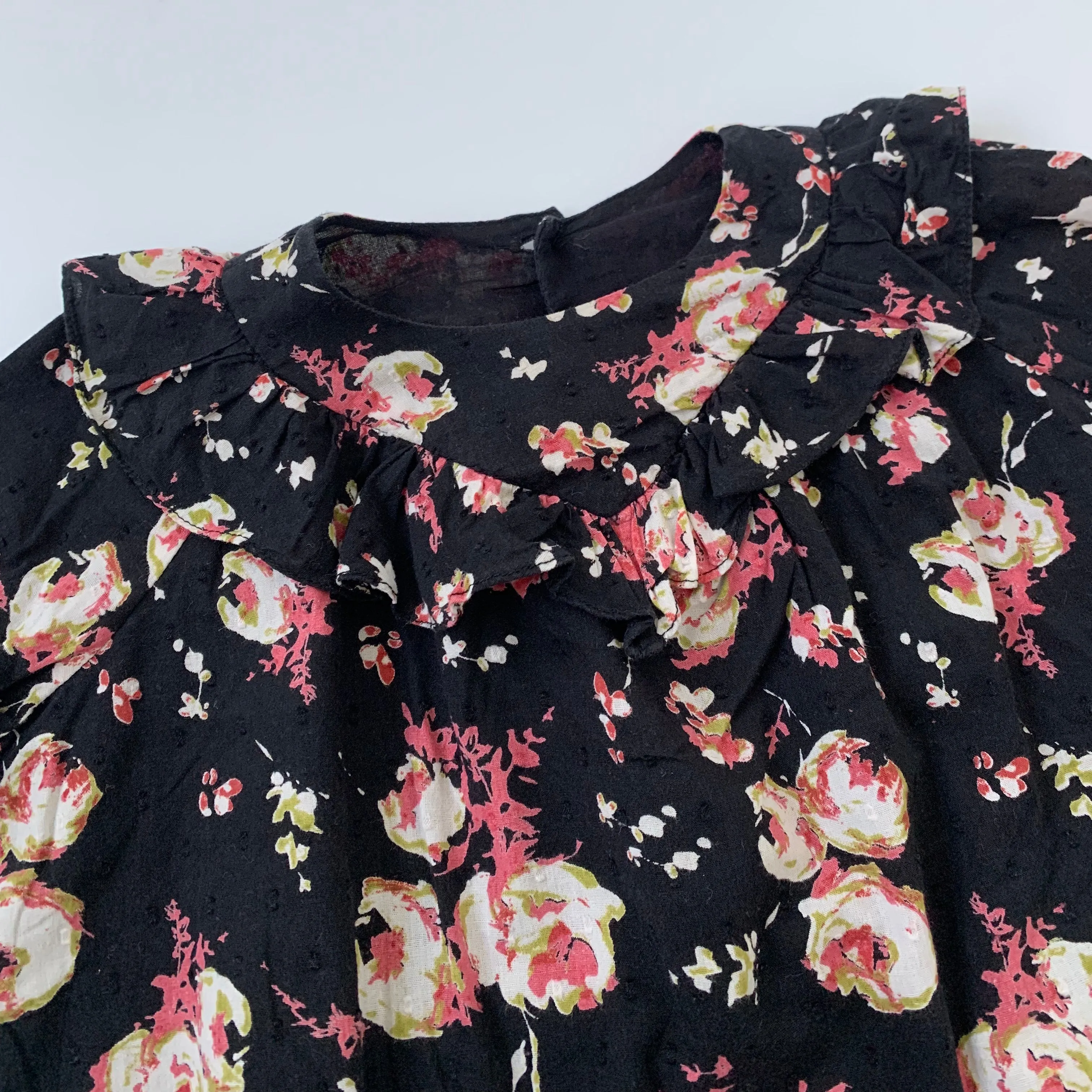 Bonpoint Black Floral Dress With Frill: 2 Years