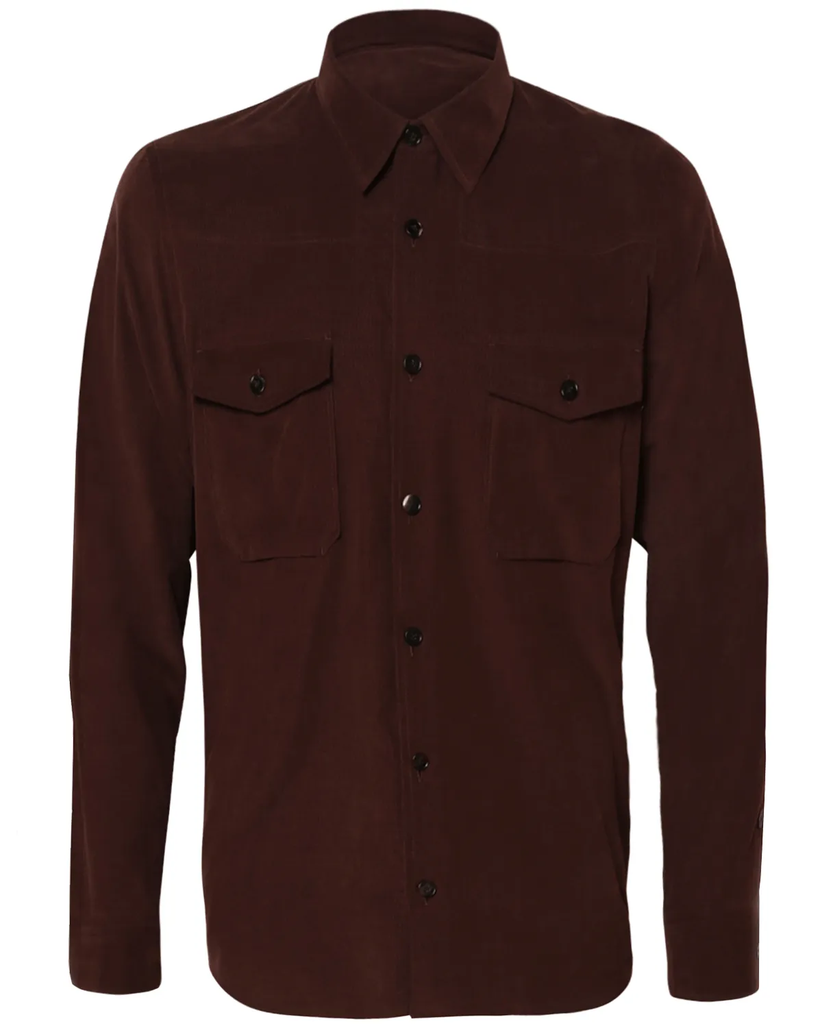 Brown Leisure Fit Pure Cotton Corduroy Sportshirt