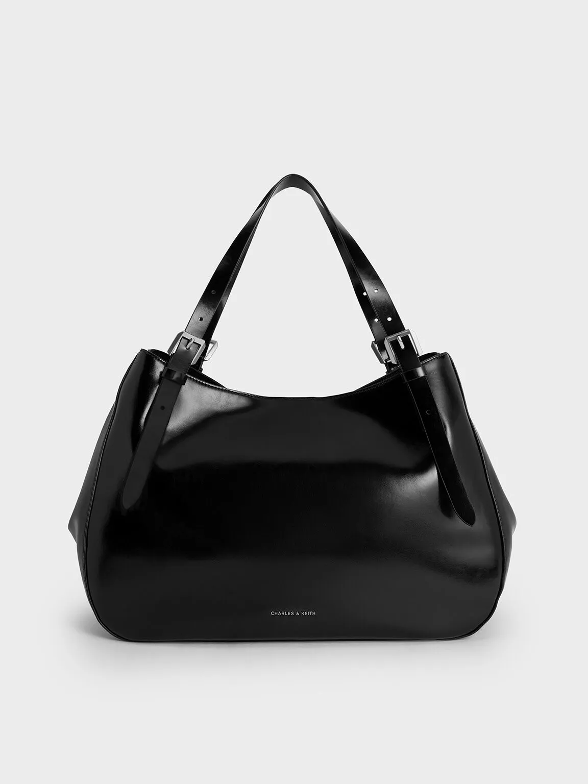 Buckle-Strap Slouchy Tote Bag - Noir