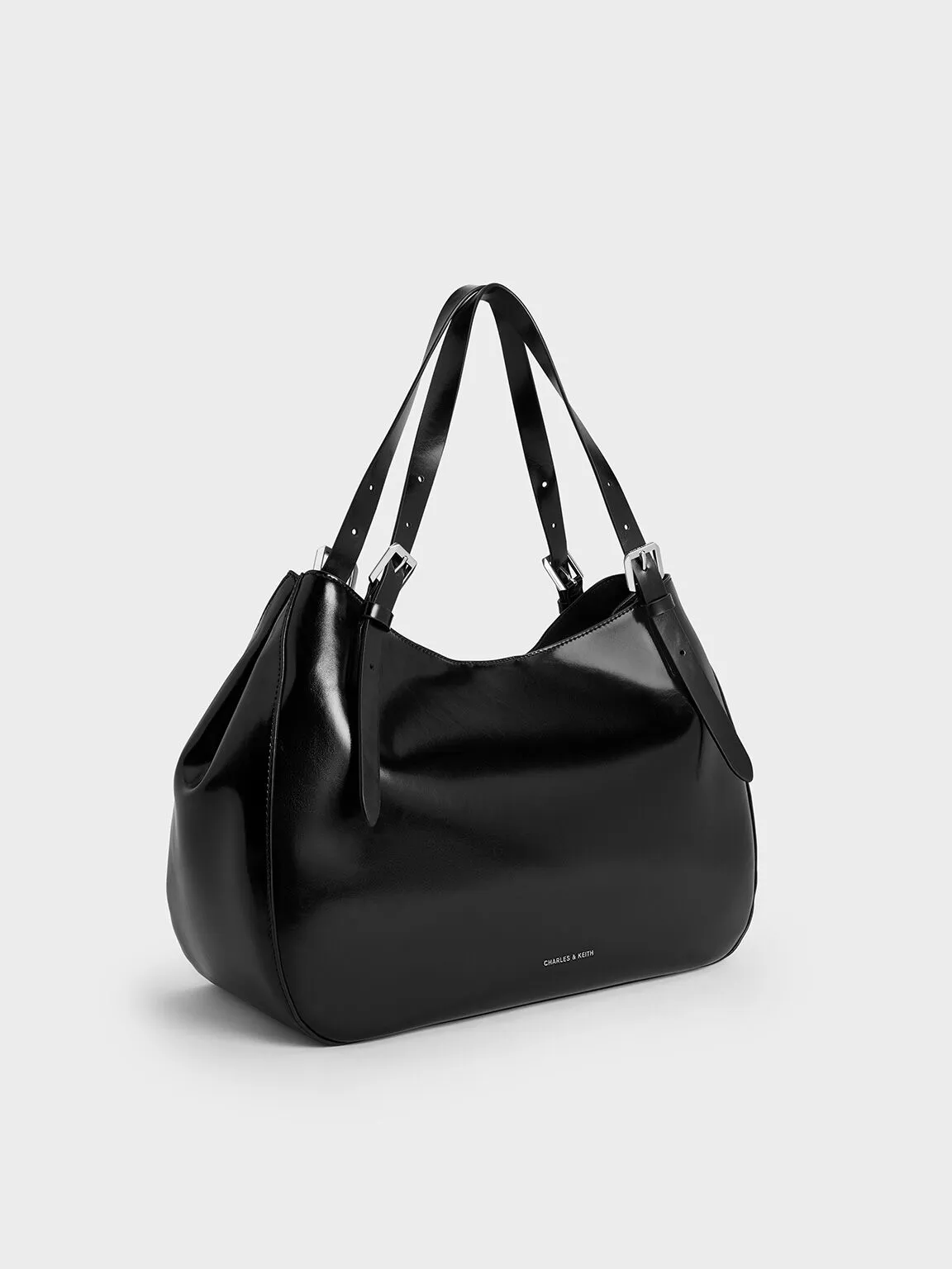 Buckle-Strap Slouchy Tote Bag - Noir