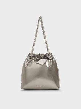 Caia Metallic Chain-Handle Tote Bag - Pewter