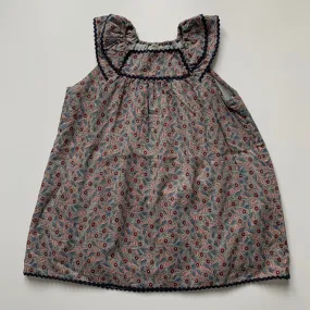 Caramel Blue Liberty Print Dress With Ric Rac Trim: 2 Years