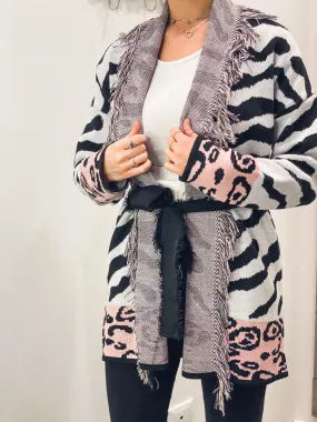 Cardigan con fantasia zebrata