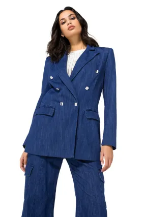 Caroline Biss SMOOTH SLIGHTLY FITTED DENIM BLAZER