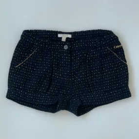 Chloé Navy And Gold Polka Dot Shorts: 3 Years