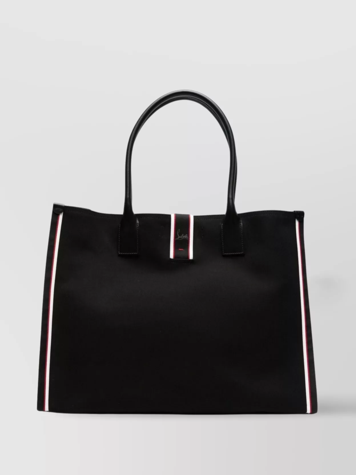 Christian Louboutin   Front logo patch striped edge tote bag