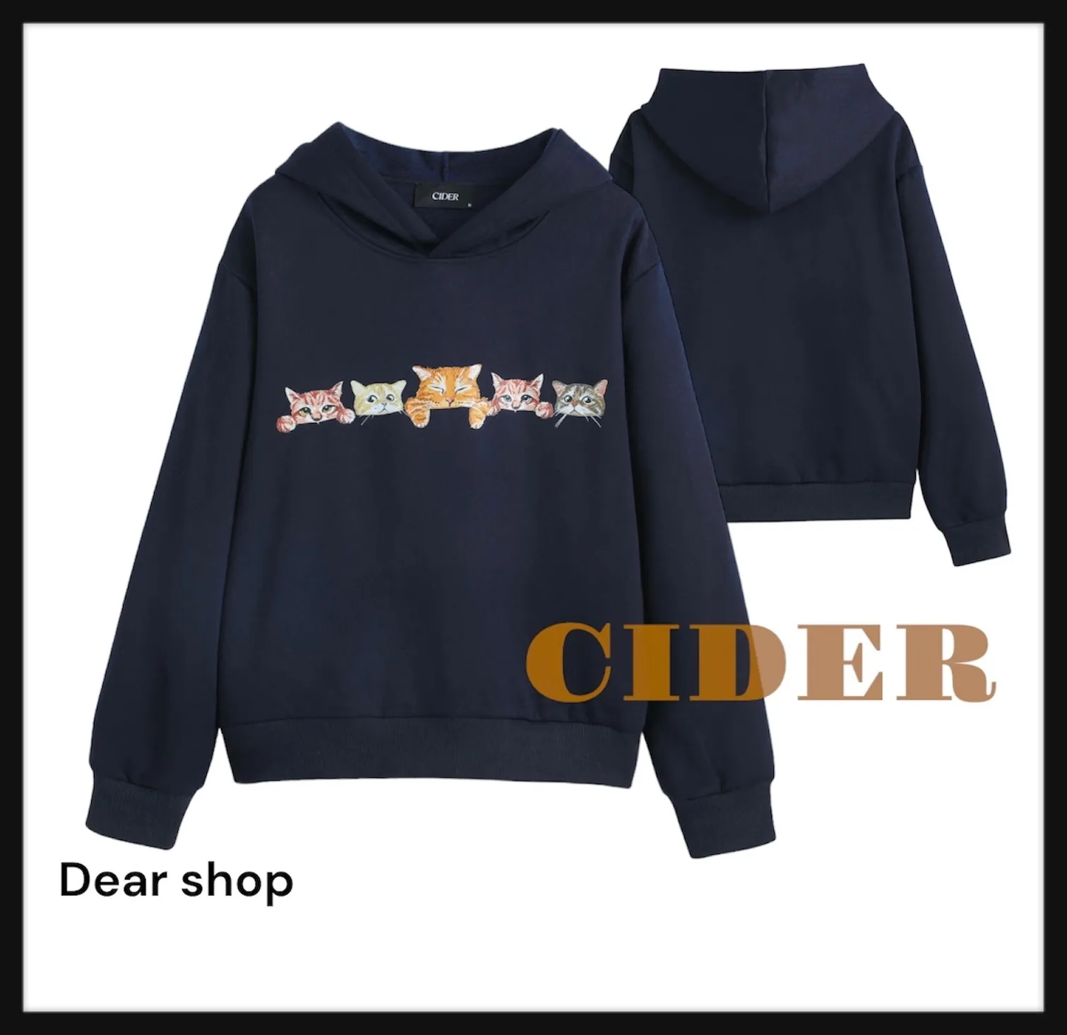 Cider  |Street Style Long Sleeves Plain Other Animal Patterns Cotton