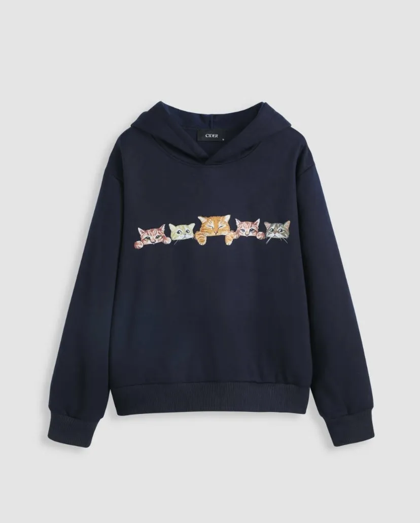 Cider  |Street Style Long Sleeves Plain Other Animal Patterns Cotton