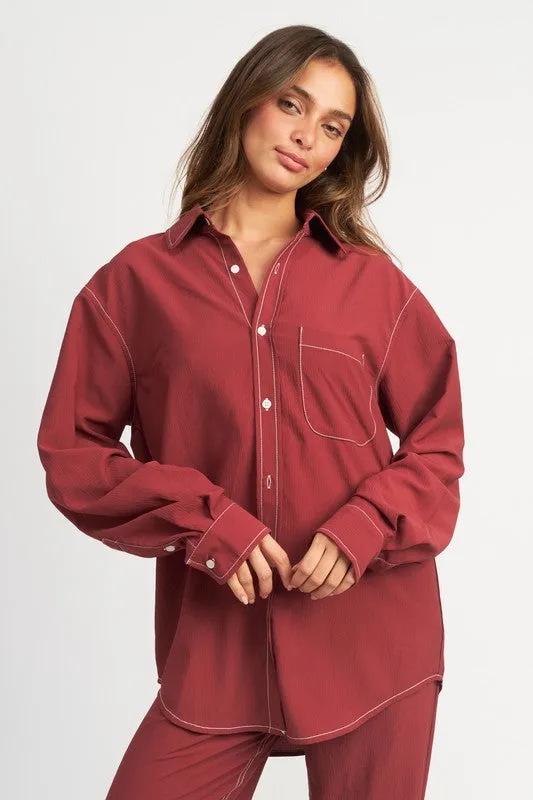 CONTRASTED STITCH BUTTON DOWN SHIRT