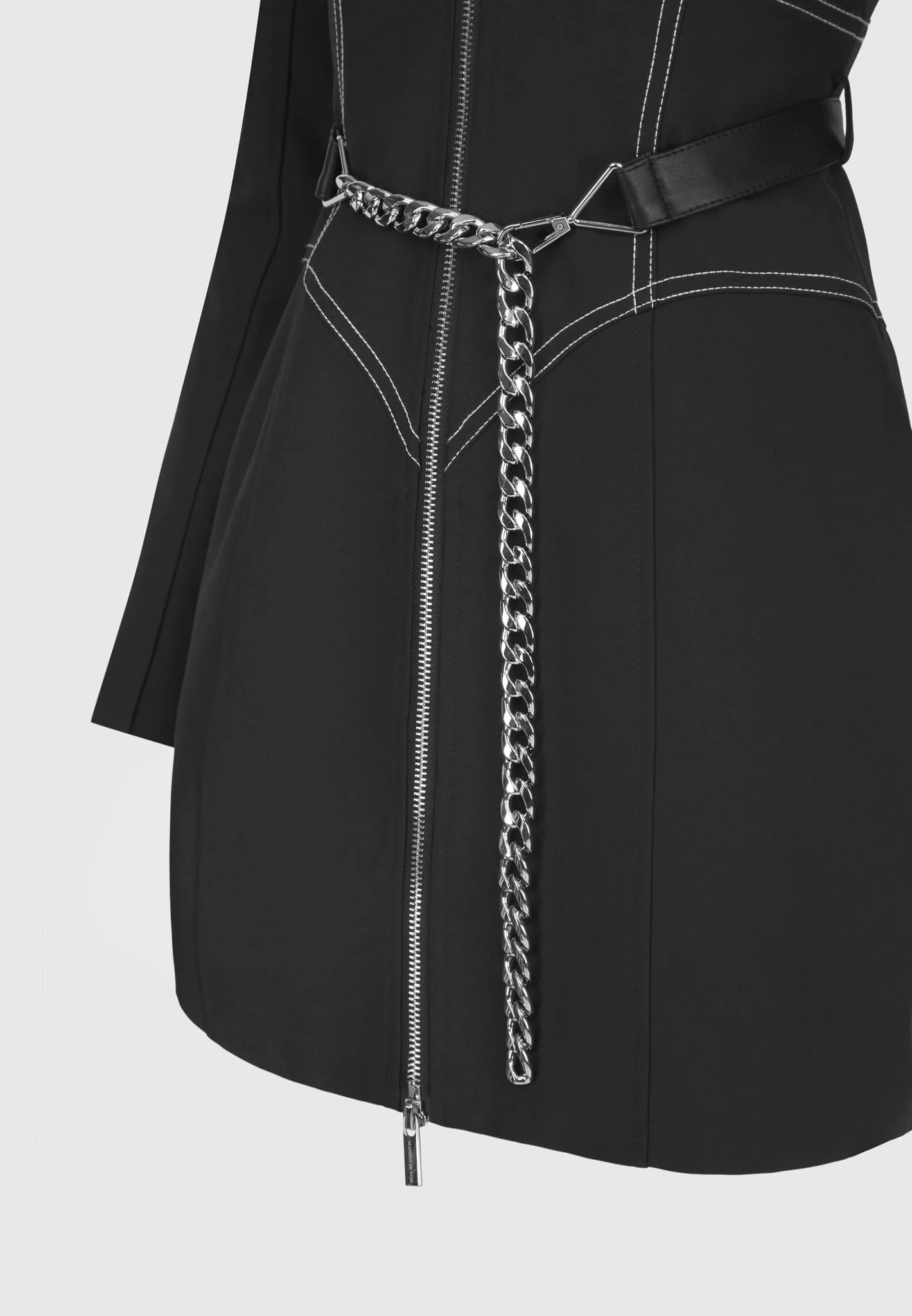 Corset Blazer Dress with Chain - Black