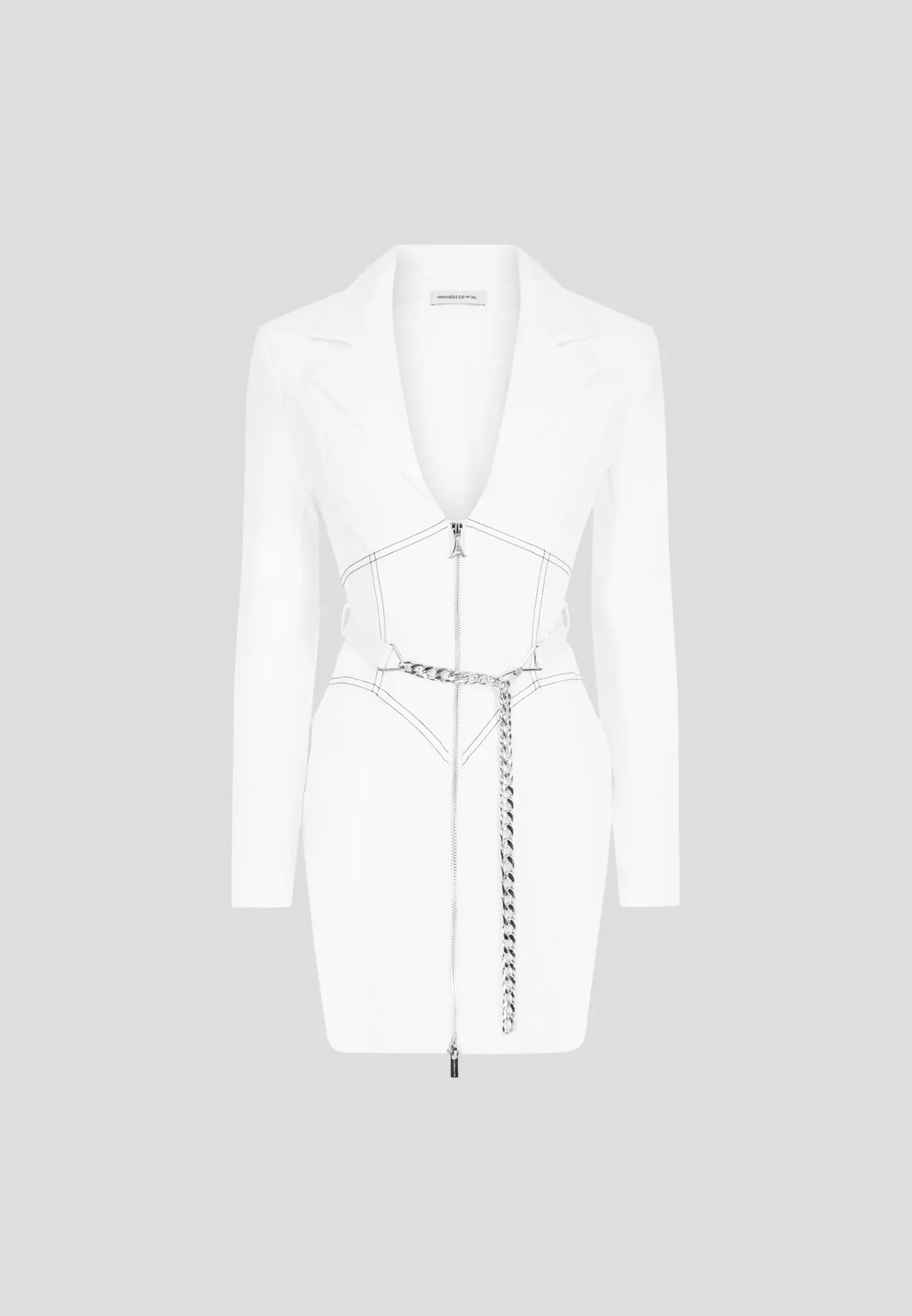 Corset Blazer Dress with Chain - White