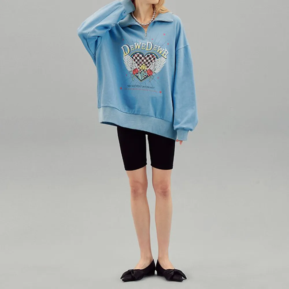 DEW E DEW E  |Street Style Long Sleeves Cotton Oversized Logo