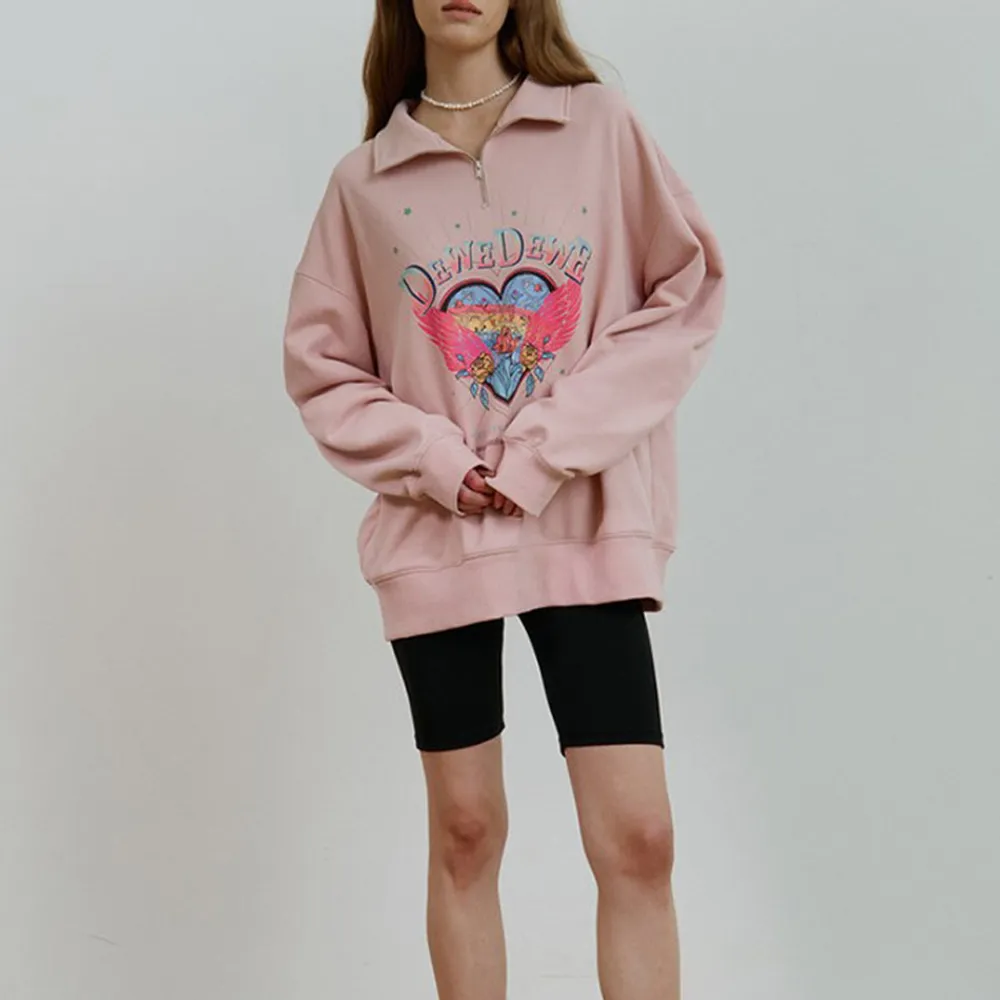 DEW E DEW E  |Street Style Long Sleeves Cotton Oversized Logo